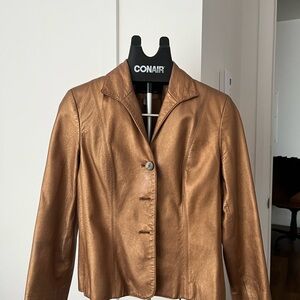 Jones New York 100% Leather Bronze Blazer